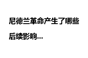 尼德兰革命产生了哪些后续影响