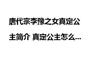 唐代宗李豫之女真定公主简介 真定公主怎么死的