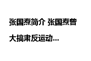 张国焘简介 张国焘曾大搞肃反运动