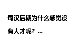 蜀汉后期为什么感觉没有人才呢？