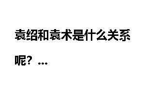 袁绍和袁术是什么关系呢？