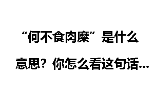 “何不食肉糜”是什么意思？你怎么看这句话？
