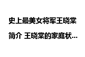 史上最美女将军王晓棠简介 王晓棠的家庭状况
