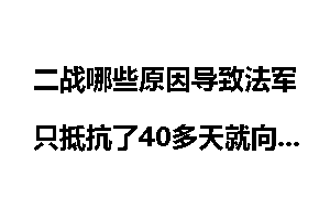 二战哪些原因导致法军只抵抗了40多天就向德军投降了？