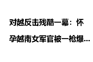 对越反击残酷一幕：怀孕越南女军官被一枪爆头_对越反击战
