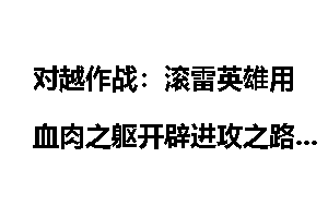 对越作战：滚雷英雄用血肉之躯开辟进攻之路_滚雷