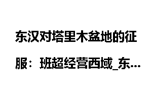 东汉对塔里木盆地的征服：班超经营西域_东汉