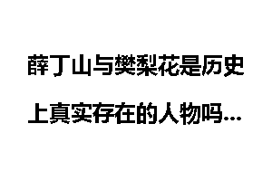 薛丁山与樊梨花是历史上真实存在的人物吗