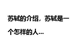 苏轼的介绍，苏轼是一个怎样的人