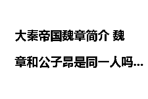 大秦帝国魏章简介 魏章和公子昂是同一人吗?_大秦帝国