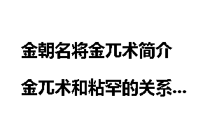 金朝名将金兀术简介 金兀术和粘罕的关系
