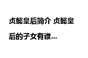 贞懿皇后简介 贞懿皇后的子女有谁