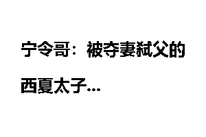 宁令哥：被夺妻弑父的西夏太子