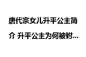 唐代宗女儿升平公主简介 升平公主为何被驸马暴打